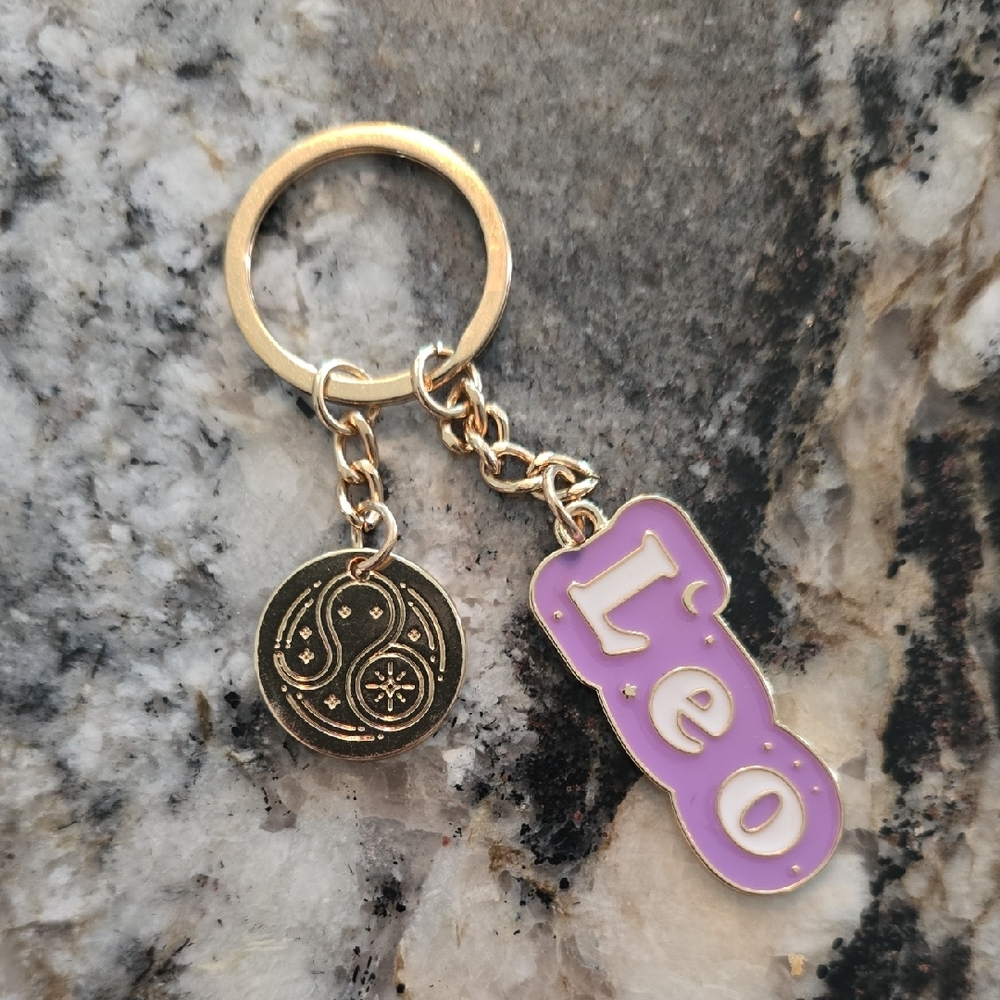 NWOT Purple Zodiac Leo Keychain